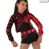 22061  Hologram Geometric Sequin Hip Hop Performance Costume Red